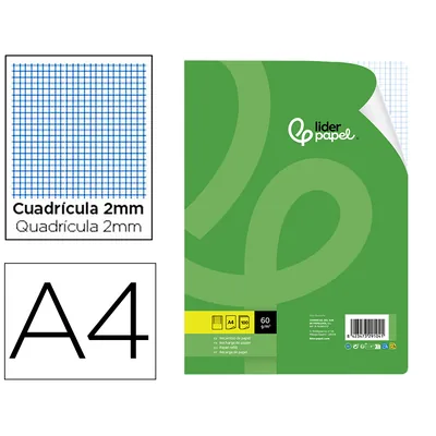 LIDERPAPEL Recambio Liderpapel A4 100 Hojas 60GR Milimetrado Sin Margen 4 Taladros