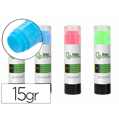 LIDERPAPEL Pegamento Liderpapel en Barra 15 G Trazo Magico Color Neon Surtido Unidad
