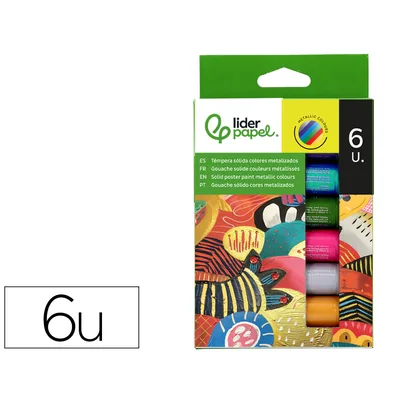 LIDERPAPEL Tempera Solida en Barra Liderpapel Escolar 10 G Caja de 6 Colores Surtidos