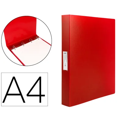 LIDERPAPEL Carpeta Liderpapel 4 Anillas 25 MM Mixtas Polipropileno DIN A4 Rojo Translucido