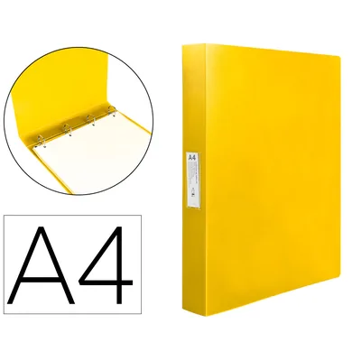LIDERPAPEL Carpeta Liderpapel 4 Anillas 25 MM Mixtas Polipropileno DIN A4 Amarillo Fluor Opaco