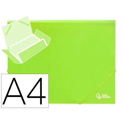 LIDERPAPEL Carpeta Liderpapel Gomas Solapas Polipropileno DIN A4 Amarillo Fluor Opaco