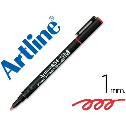 Rotulador Artline Retroproyeccion Punta Fibra Permanente EK-854 Rojo -punta Redonda 1 MM
