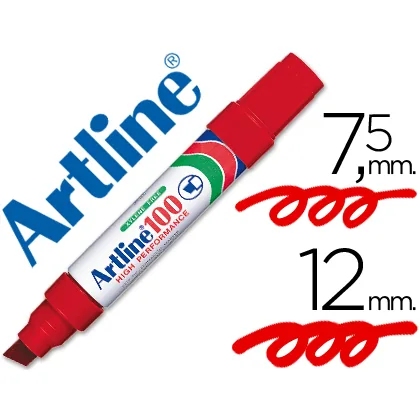 Rotulador Artline Marcador Permanente 100 Rojo Punta Biselada