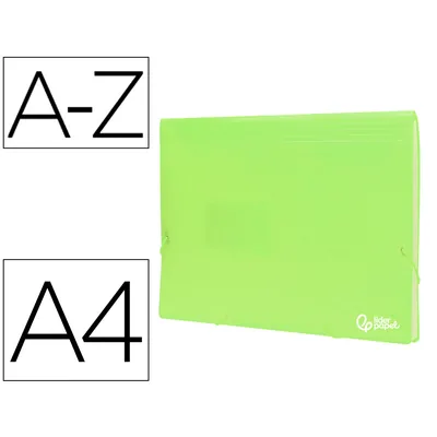 LIDERPAPEL Carpeta Liderpapel Clasificador Fuelle Polipropileno DIN A4 Amarillo Fluor Opaco 13 Departamentos