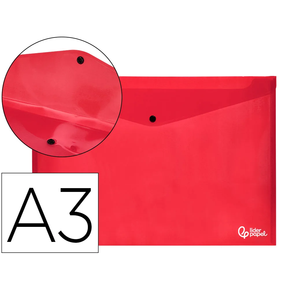 Carpeta Liderpapel Dossier Broche 44243 Polipropileno DIN A3 Rojo Translucido