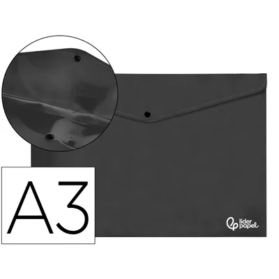 SIE Carpeta Liderpapel Dossier Broche 44243 Polipropileno DIN A3 Negro Opaco