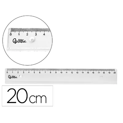 PLA Regla Liderpapel Plastico Irrompible Transparente 20 CM