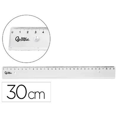 PLA Regla Liderpapel Plastico Irrompible Transparente 30 CM