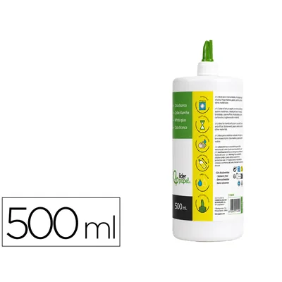 BLANCA Pegamento Cola Blanca Lavable Liderpapel Bote de 500 ML