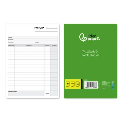 LIDERPAPEL Talonario Liderpapel Facturas Cuarto Original T117 Sin I.v.a
