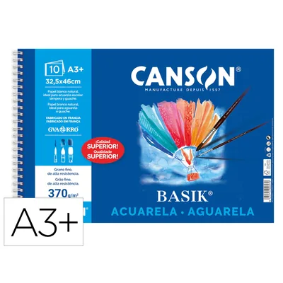 CANSON Bloc Dibujo Acuarela DIN A3+ Espiral 32.5X46 CM 10 Hojas de 370 GR/M2