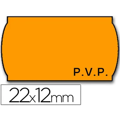 METO Etiquetas Meto Onduladas 22X12 MM Pvp Naranja Fluor ADH.2 Rollo 1500 Etiquetas