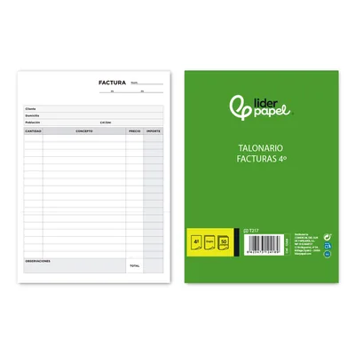 LIDERPAPEL Talonario Liderpapel Facturas Cuarto Original y Copia T217 Sin I.v.a.