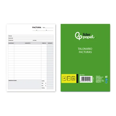 LIDERPAPEL Talonario Liderpapel Facturas Cuarto Original y 2 Copias T316 con I.v.a.