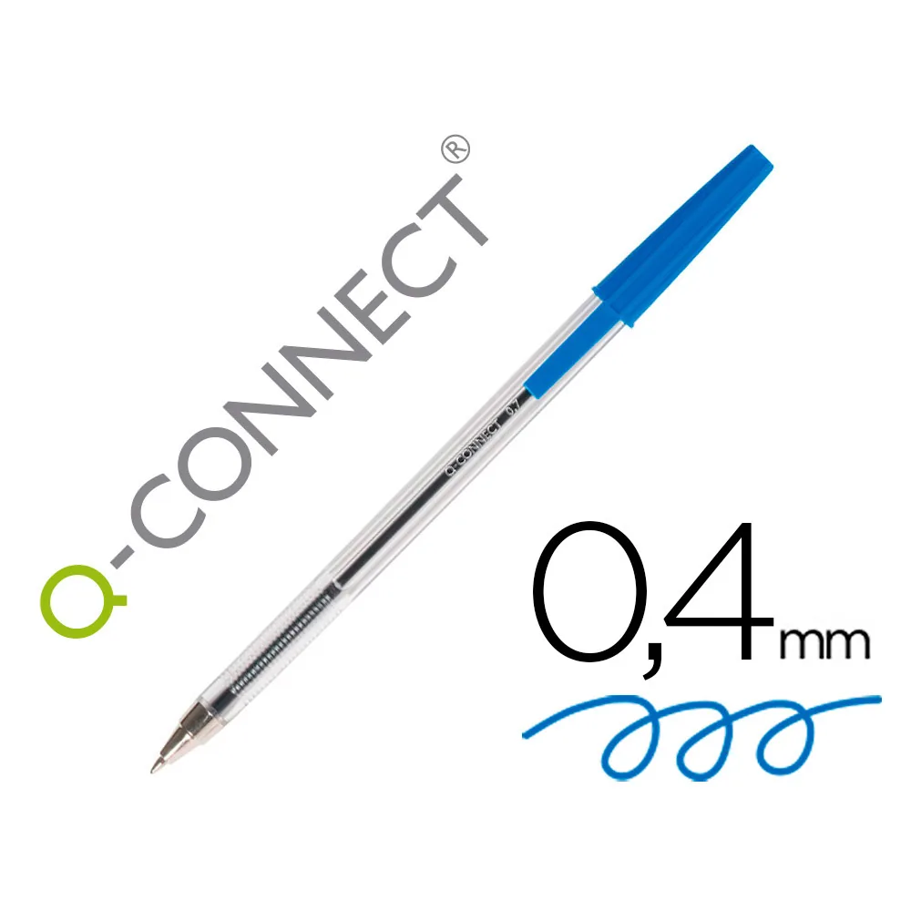 Boligrafo Transparente Q-Connect Azul Medio KF26039