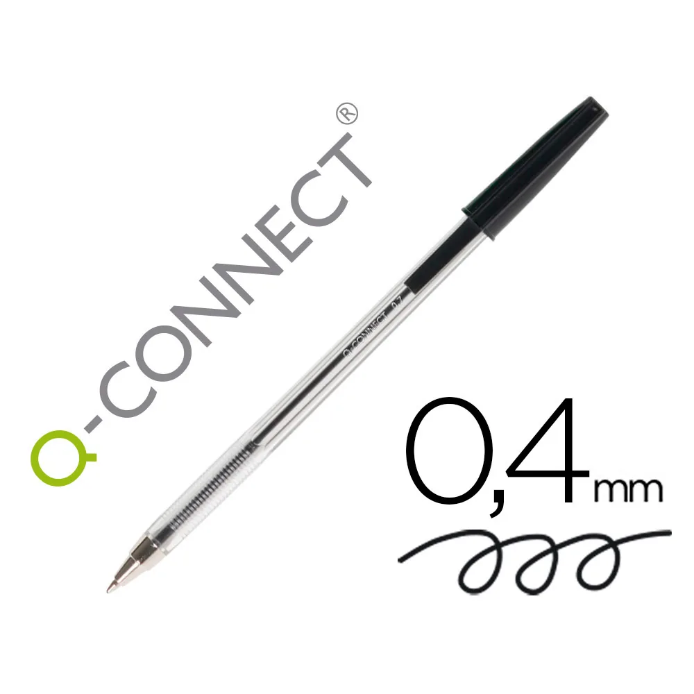 Boligrafo Transparente Q-Connect Negro Medio KF26040
