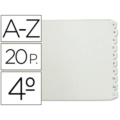 MULTIFIN Separador Alfabetico Multifin 3003 Plastico Cuarto Apaisado 20 Pestañas 215X155 MM
