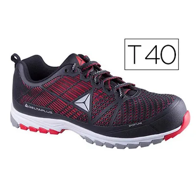 DELTAPLUS Zapatos de Seguridad Deltaplus de Poliuretano y Malla Aireada S1P Negro y Rojo Talla 40