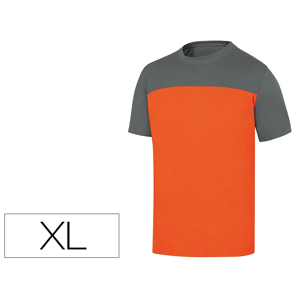 Camiseta de Algodon Deltaplus Color Gris/naranja Talla Xl