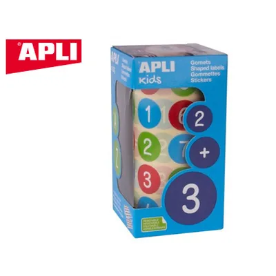 APLI Gomets Apli Autoadhesivo Redondo Numeros 20 MM Diametro Multicolor Rollo de 900 Unidades