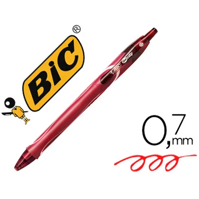 BIC Boligrafo Bic Gelocity Quick Dry Retractil Tinta Gel Rojo Punta de 0,7 MM