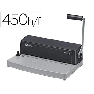 FELLOWES Encuadernadora para Espiral Fellowes Metal 25 Perfora 10 Hojas Tamaño A4 Encuaderna Hasta 450 Hojas Paso 5:1