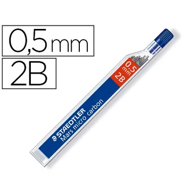 STAEDTLER Minas Staedtler Mars Micro Grafito 0,5 MM 2B Tubo con 12 Unidades