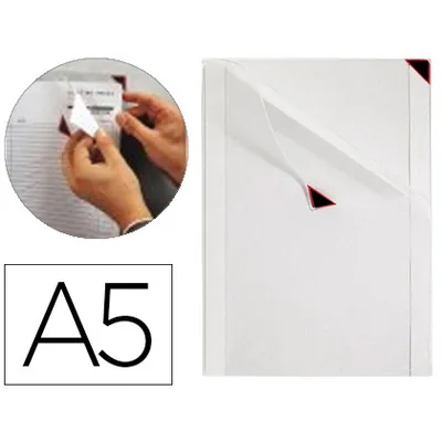 DJOIS Funda de Presentacion Djois Kang Easy Clic Adhesiva Removible DIN A5 Esquina Magnetica Pack 5 Unidades
