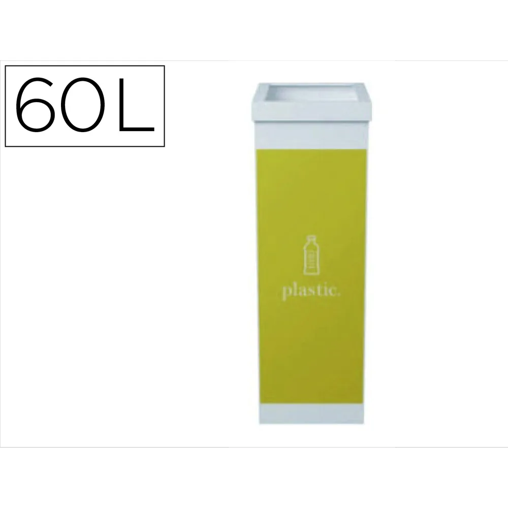 Contenedor Papelera Reciclaje Paperflow con Tapa Poliestireno para Plasticos 60 L 76X36,3X26,3 CM