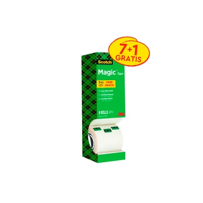 SCOTCH Cinta Adhesiva Scotch Magic Invisible 33 M X 19 MM Pack de 8 Unidades