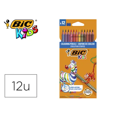 BIC Lapices de Colores Bic Evolution Stripes Caja de 12 Colores Surtidos