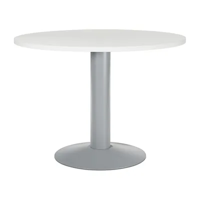 ROCADA Mesa de Reunion Rocada Meeting 3005AT04 Estructura Columna Acero Gris Tablero Madera Blanco 100 CM Diametro