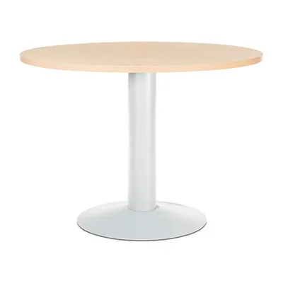 ROCADA Mesa de Reunion Rocada Meeting 3005ATW01 Estructura Columna Acero Blanco Tablero Madera Haya 100 CM Diametro