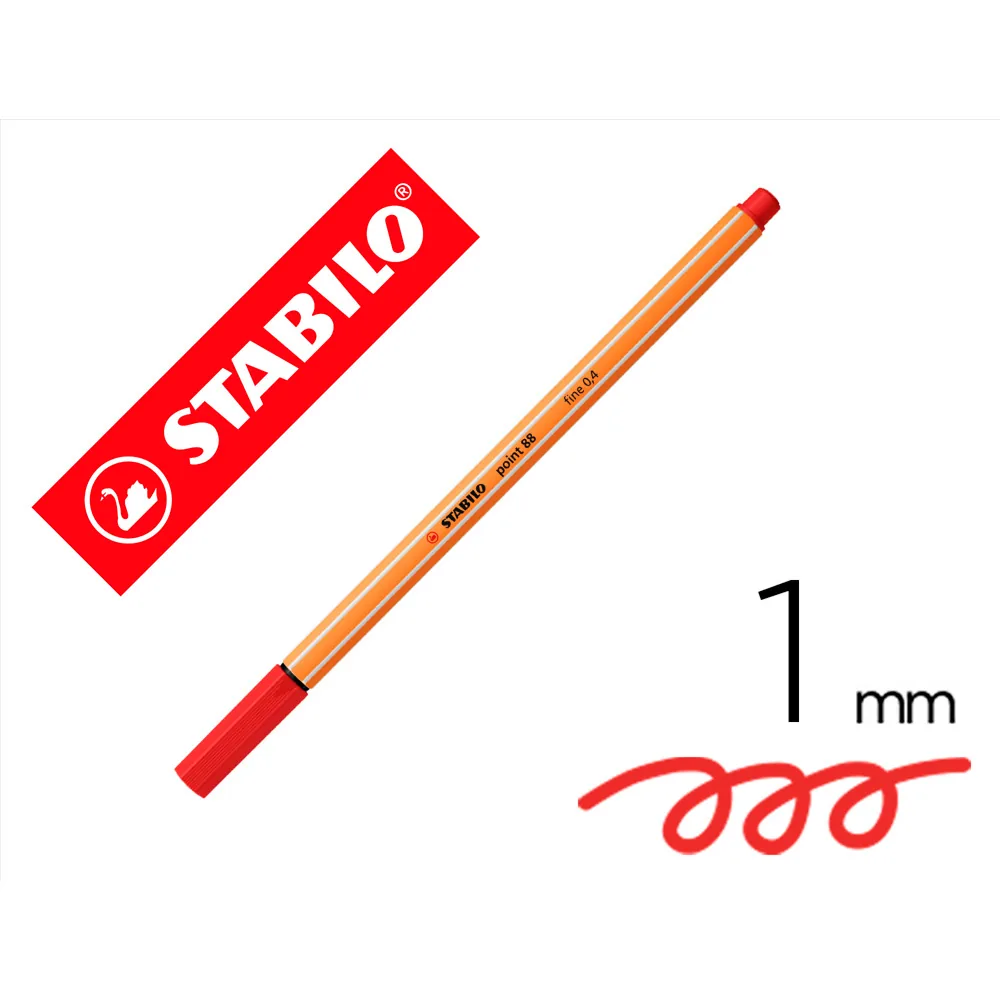 Rotulador Stabilo Punta de Fib Ra Point 88 Bermellon Punta Fina 0,4MM