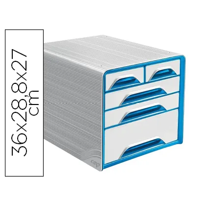 Fichero Cajones de Sobremesa Cep 5 Cajones Mixtos Blanco/azul 360X288X270 MM