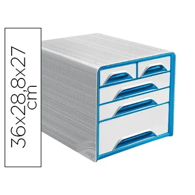CEP Fichero Cajones de Sobremesa Cep 5 Cajones Mixtos Blanco/azul 360X288X270 MM