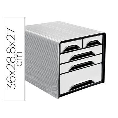 CEP Fichero Cajones de Sobremesa Cep 5 Cajones Mixtos Blanco/negro 360X288X270 MM