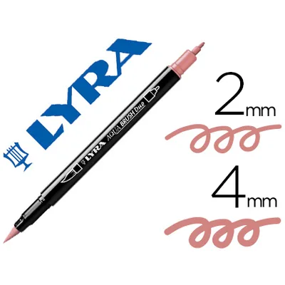 LYRA Rotulador Lyra Aqua Brush Acuarelable Doble Punta Fina y Pincel Rosa Carmin