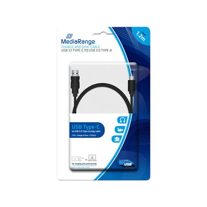 Cable Usb 3.1 Tipo C a Usb 3.0 Tipo a Mediarange Longitud del Cable 1.2 M Negro