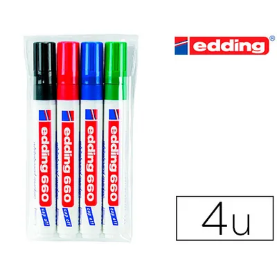 EDDING Rotulador Edding para Pizarra Blanca 660 Blister de 4 Unidades Colores Surtidos Recargable