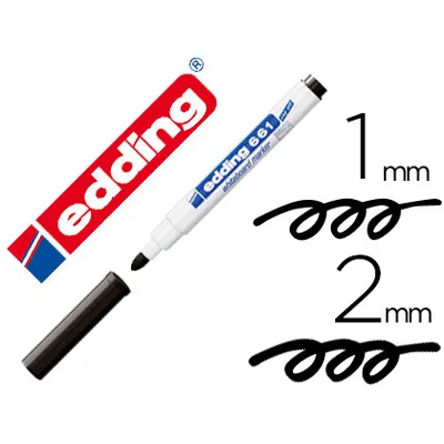 EDDING Rotulador Edding para Pizarra Blanca 661 Color Negro Punta Redonda 1-2 MM