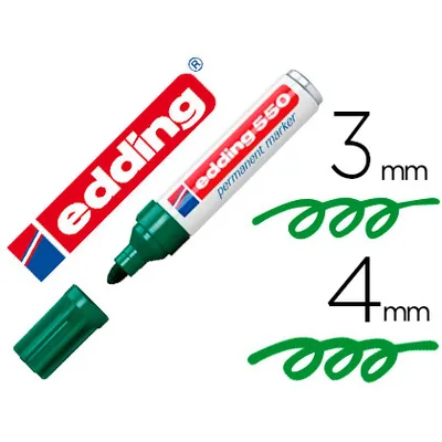EDDING Rotulador Edding Punta Fibra Permanente 550 Verde N. 4 Punta Redonda Recargable