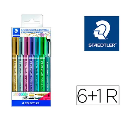 STAEDTLER Rotulador Staedtler Metalico 8323 Blister de 6 Unidades Colores Surtidos + 1 Rotulador Calibrado 308 C2-9