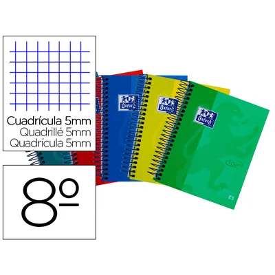 OXFORD Cuaderno Espiral Oxford Ebook 4 Tapa Extradura 8 120 Hojas Cuadricula 5 MM Colores Surtidos Touch