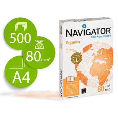 NAVIGATOR Papel Fotocopiadora Navigator DIN A4 80 Gramos 2 Taladros Papel Multiuso Ink-jet y Laser Paquete de 500 Hojas