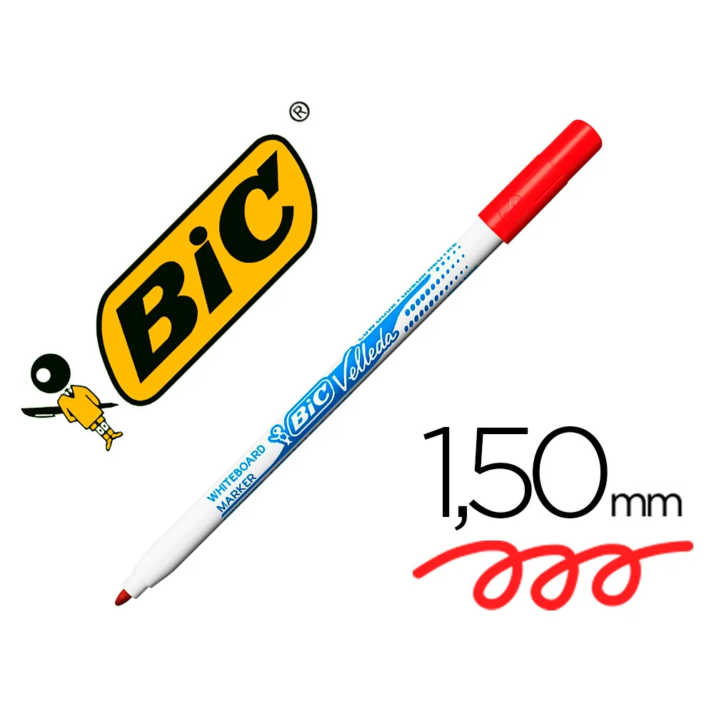 Rotulador Bic Velleda Fino para Pizarra Rojo Punta Redonda 1 MM