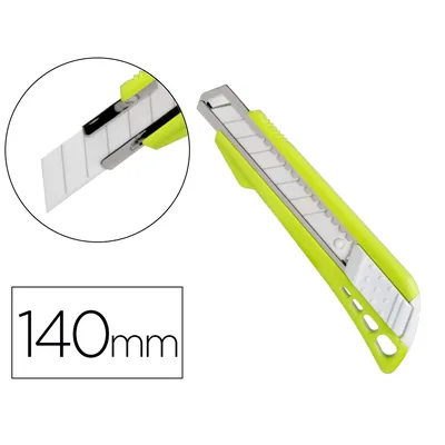 Q-CONNECT Cuter Q-Connect Plastico Ancho con Guia Metalica Cuchilla Ceramica 18 MM XD-43 Blister 1 Unidad