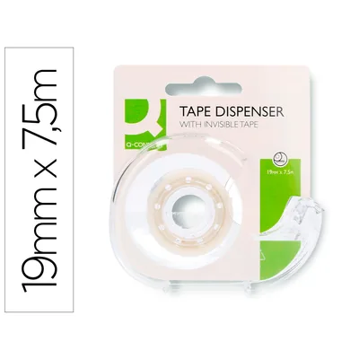 Q-CONNECT Cinta Adhesiva Q-Connect Invisible 7,5 M X 19 MM con Portarrollo en Blister