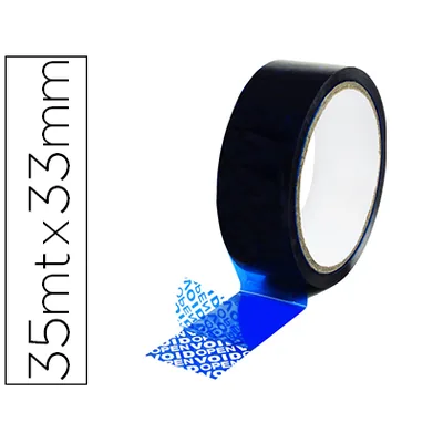 Q-CONNECT Cinta Seguridad Q-Connect Precinto Postal Azul 35 M X 33 MM